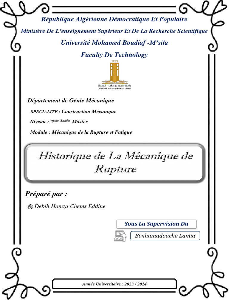 Historique de la Mécanique de Rupture | PDF