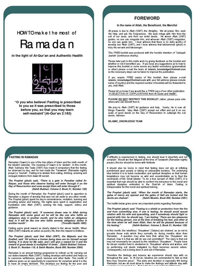 Ramadan Booklet | PDF | Ramadan | Fasting