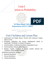 Unit-I Probability Theory and Stochastic Processes