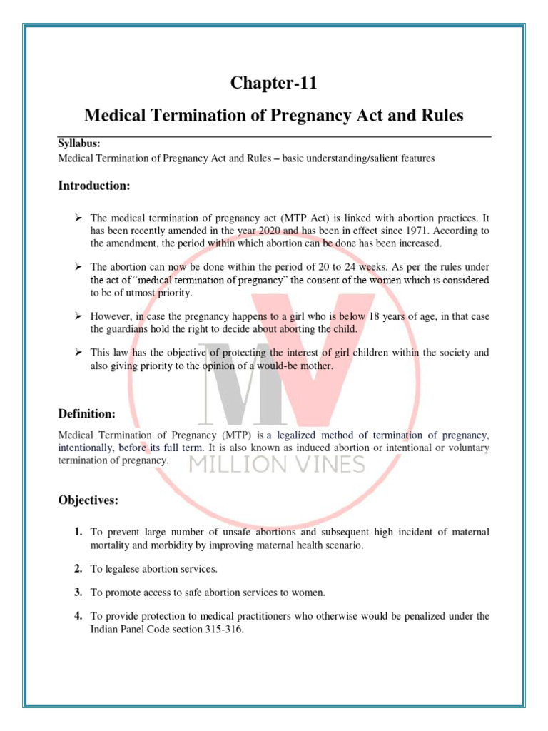 Overview of MTP Act and Rules | PDF | Abortion | Pregnancy