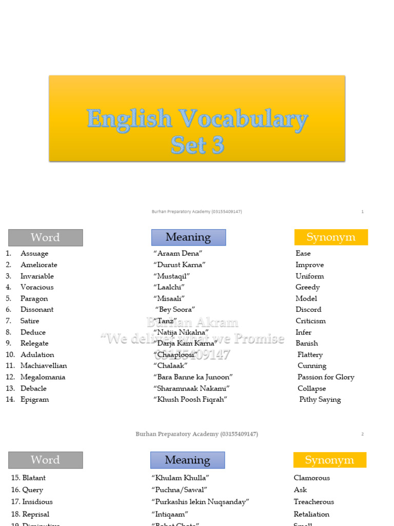 8 English Vocabulary Set 3 PDF