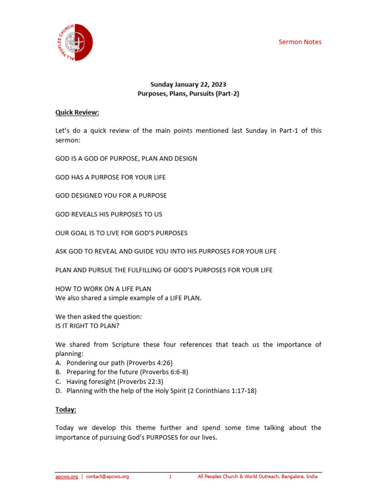 Purposes Plans Pursuits Part 2 Ps Ashish Raichur Pdf Jesus Prayer