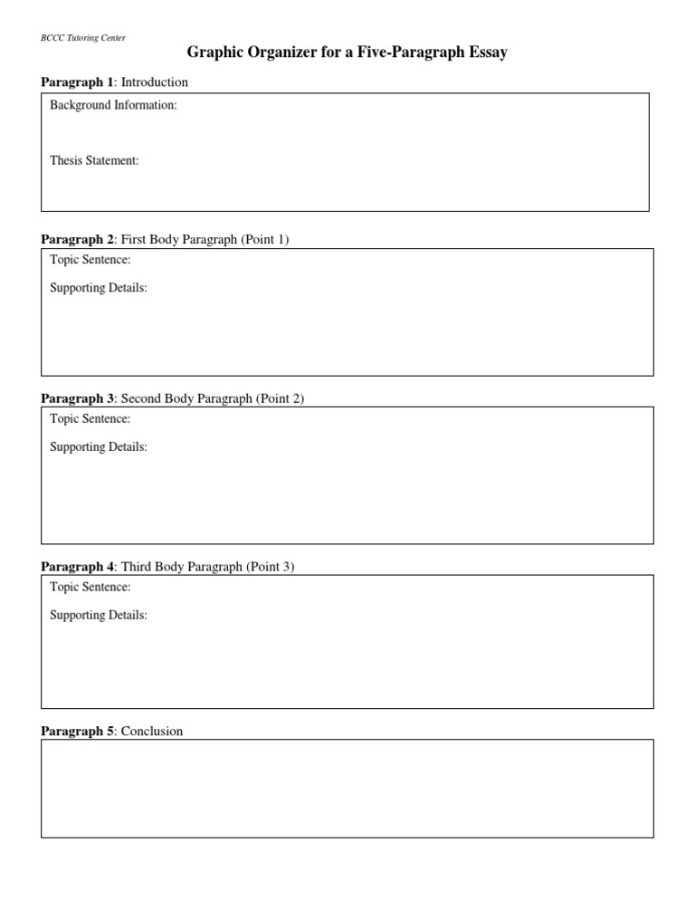 Five-Paragraph Essay Organizer | PDF