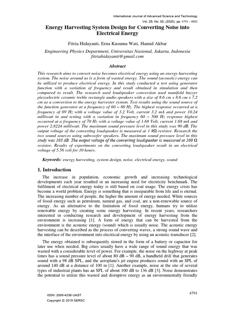 Energy Harvesting System Design For Conv | PDF
