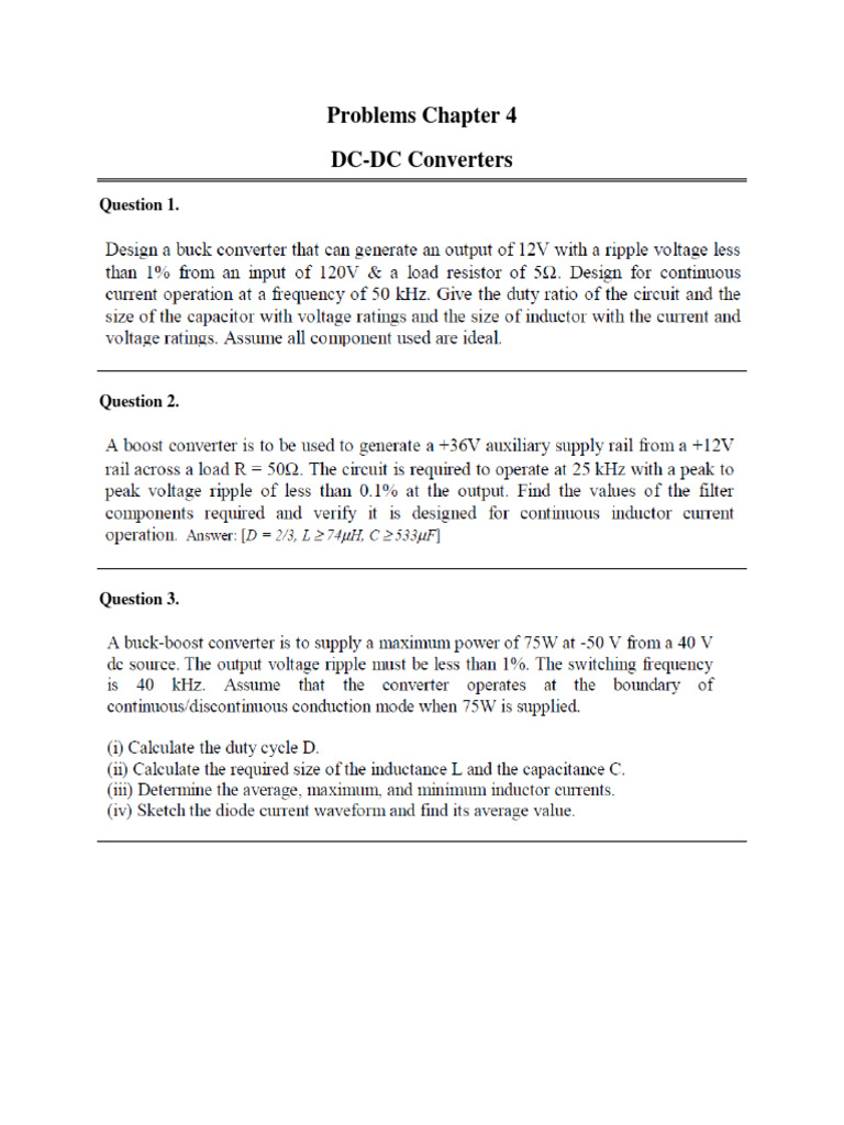 DC-DC Converter Problems | PDF | Technology & Engineering