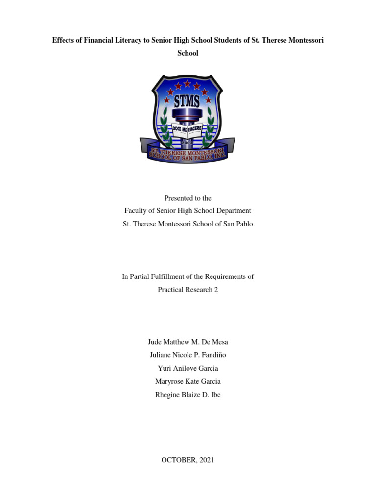 Impact of Financial Literacy on SHS Students | PDF
