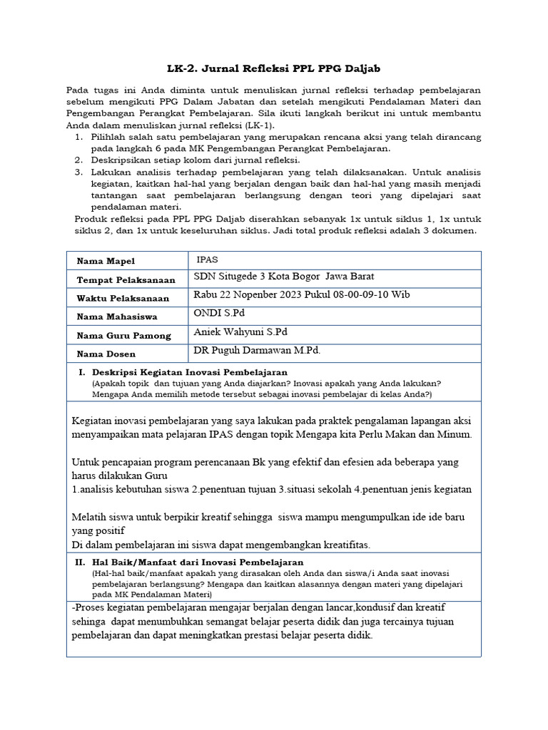 Produk Bahan Refleksi (4) ONDI | PDF