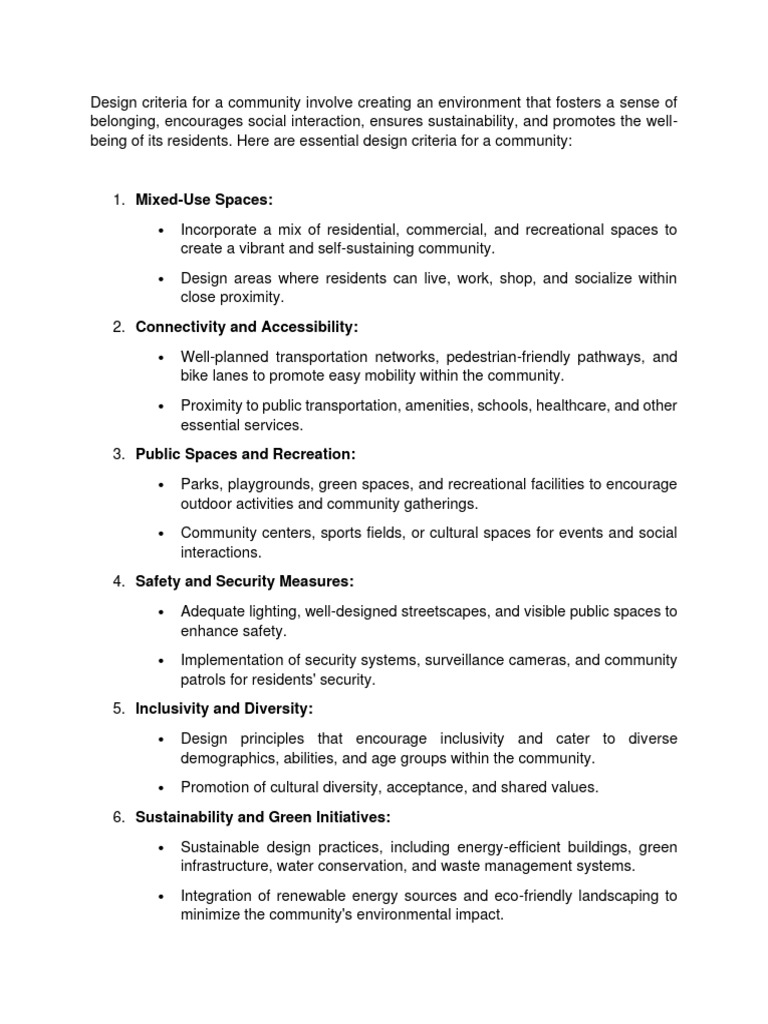 Community Design Criteria for Well-Being | PDF | Community | Natural ...