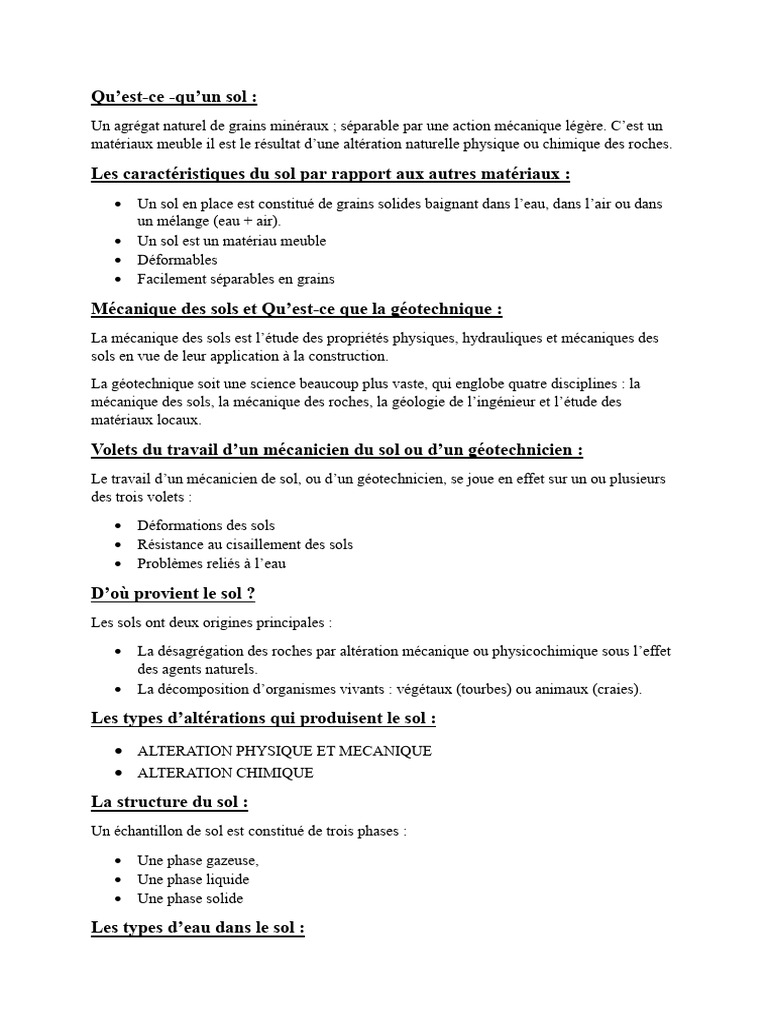 Introduction à la mécanique des sols | PDF | Sol (pédologie) | Eau