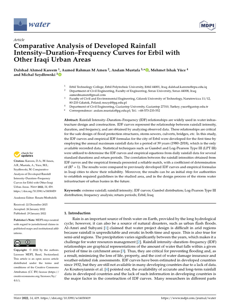 Comparative Analysis of Developed Rainfall Intensity Duration Frequency ...