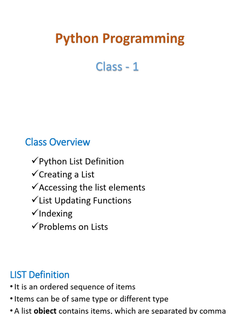 Python - Lists | PDF | Integer (Computer Science) | Data Type