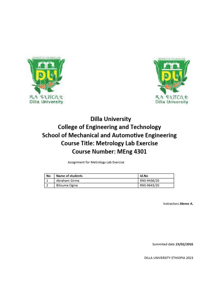 Metrology Lab Exercise Guide | PDF