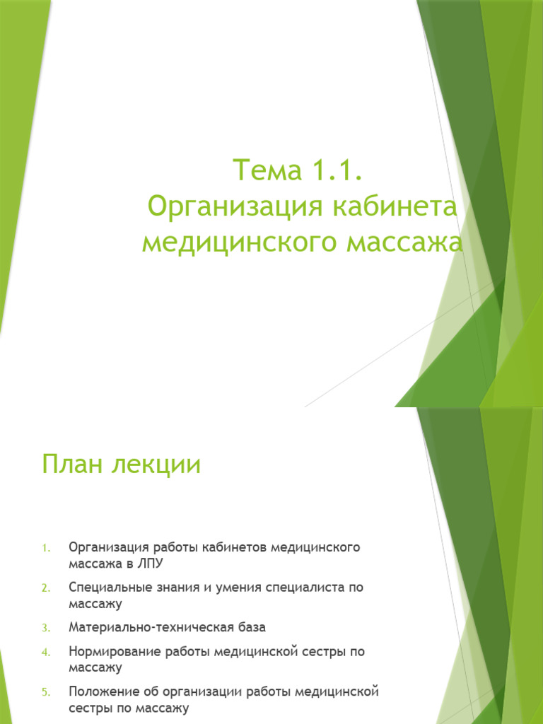 Организация Массажного Кабинета | PDF