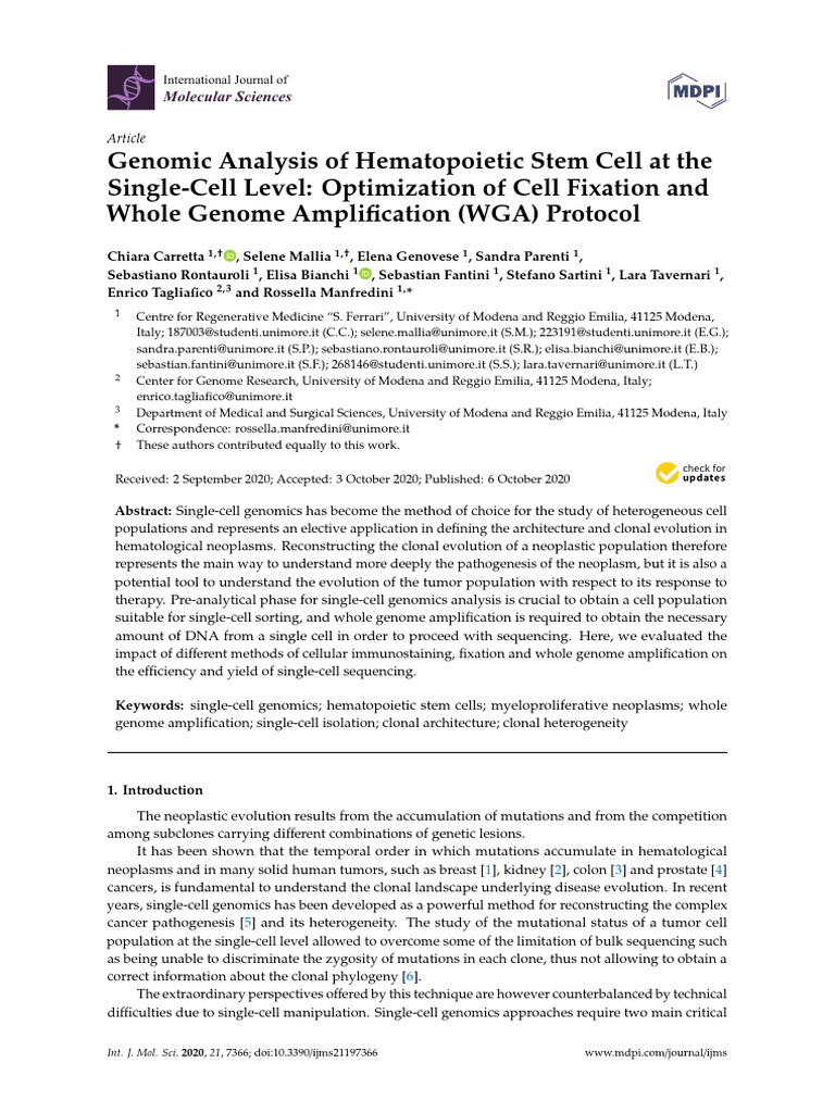 Genomic Analysis of Hematopoietic Stem Cell | PDF | Neoplasms ...