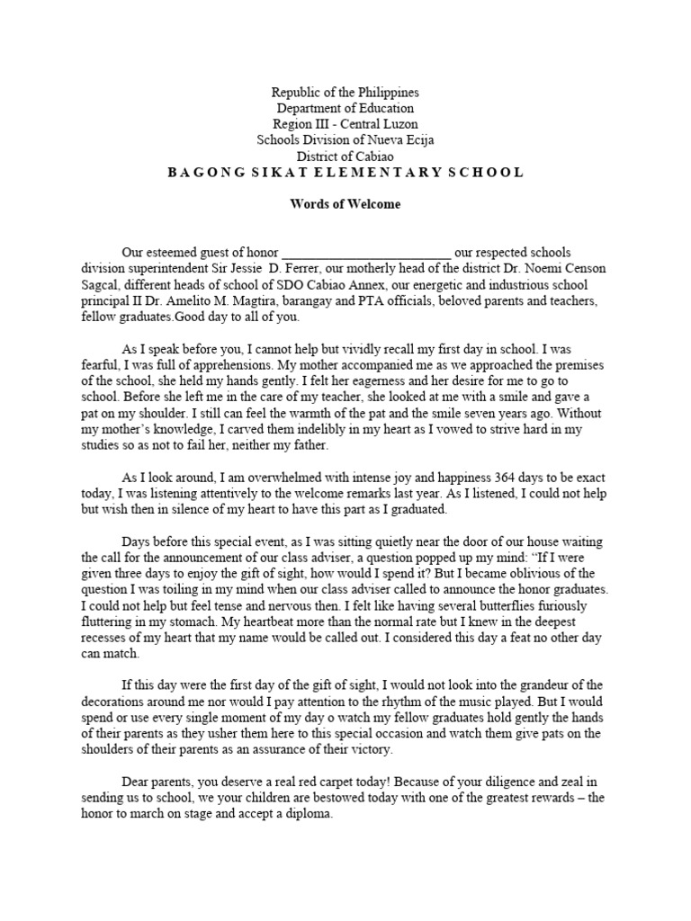 BSES Graduation Speech PDF