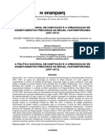 ANTONUCCI, Denise; SAMORA, Patrícia. A política nacional de habitação e a urbanização de assentamentos precários no Brasil contemporâneo (2001-2015)