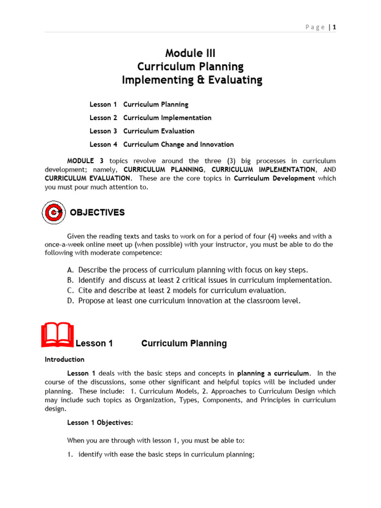 Module 3 Lesson 1 | PDF | Curriculum | Educational Assessment