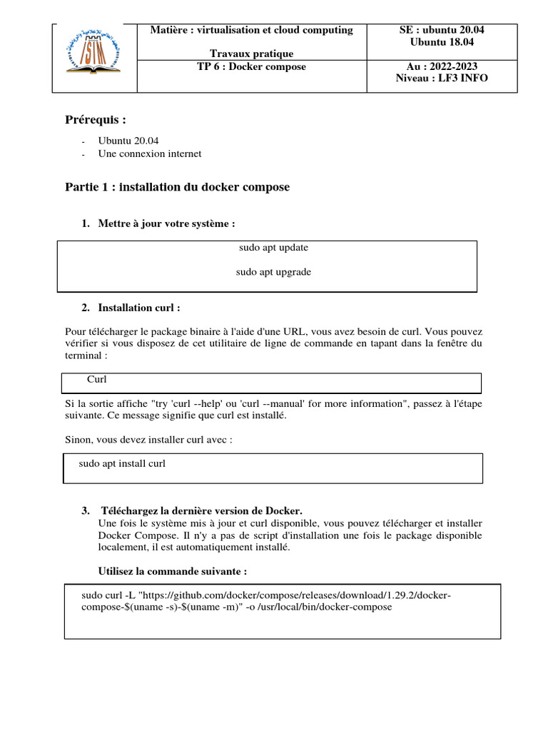 Guide Docker Compose pour Étudiants LF3 | PDF | Sudo | WordPress