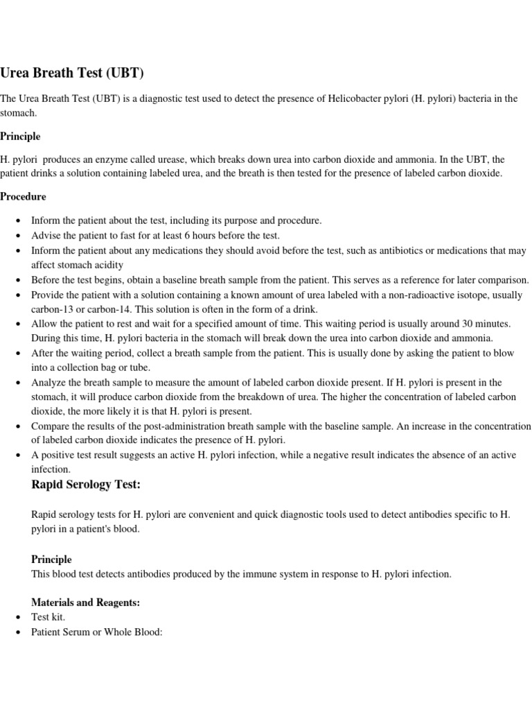 Urea Breath Test PDF Clinical Medicine Medical Specialties