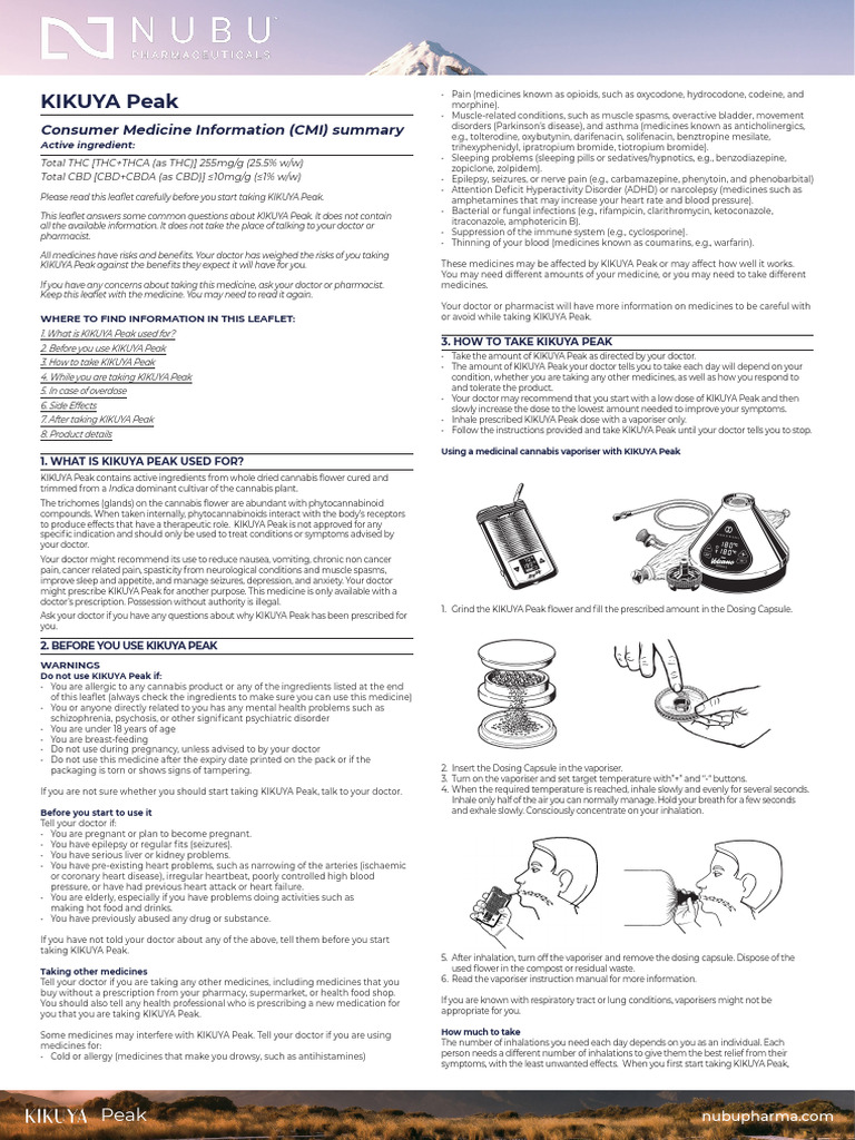KIKUYA Peak Consumer Medicine Info | PDF