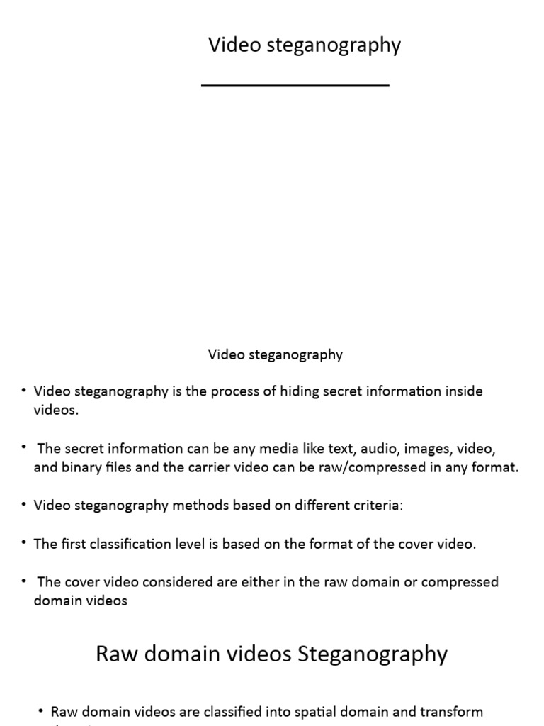 Video Steganography Techniques Explained | PDF