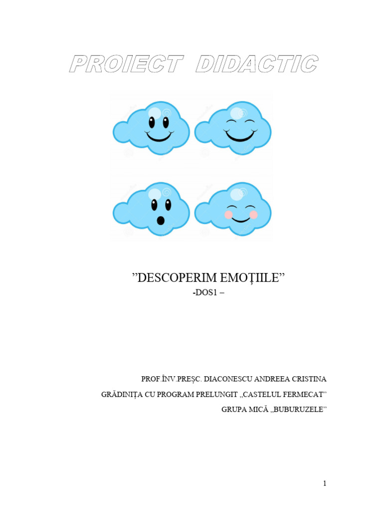 Proiect Didactic - Emotii | PDF