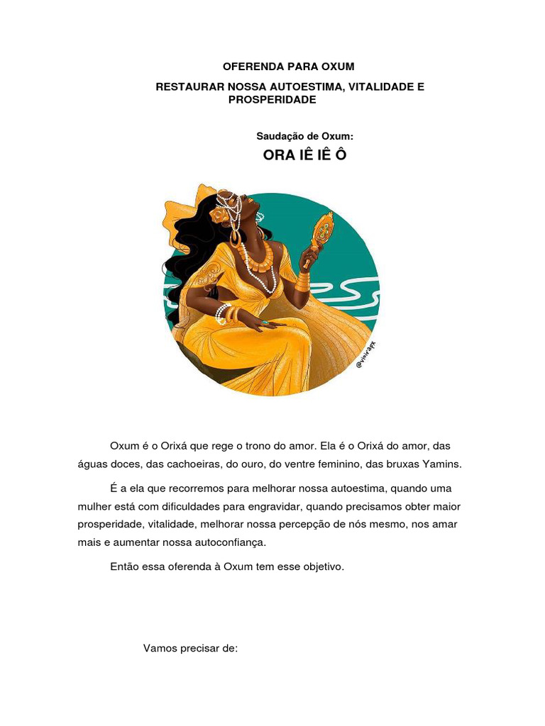 Oferenda Para Oxum Pdf Caldo Alimentos