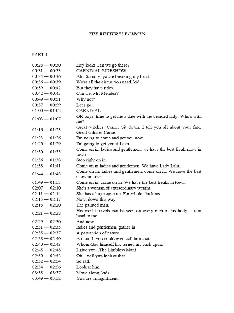 The Butterfly Circus Script | PDF | Home & Garden