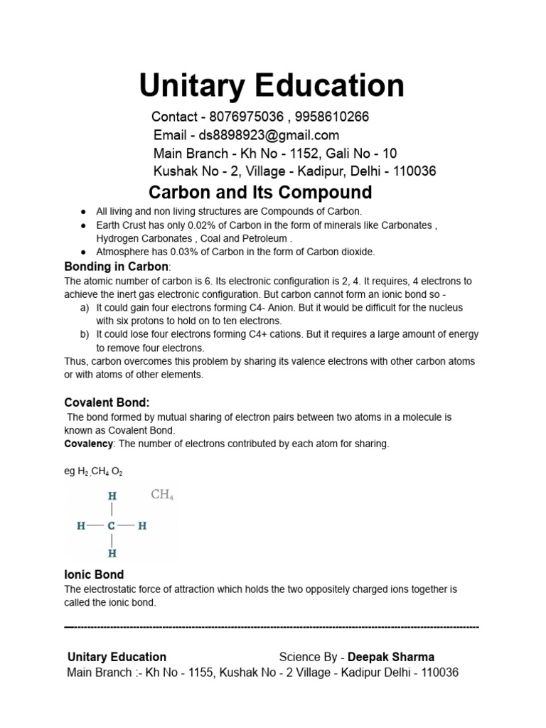 CLASS 10 CARBON AND ITS COMPOUNDS NOTES PDF HANDWRITTEN IN HINDI visual data 4