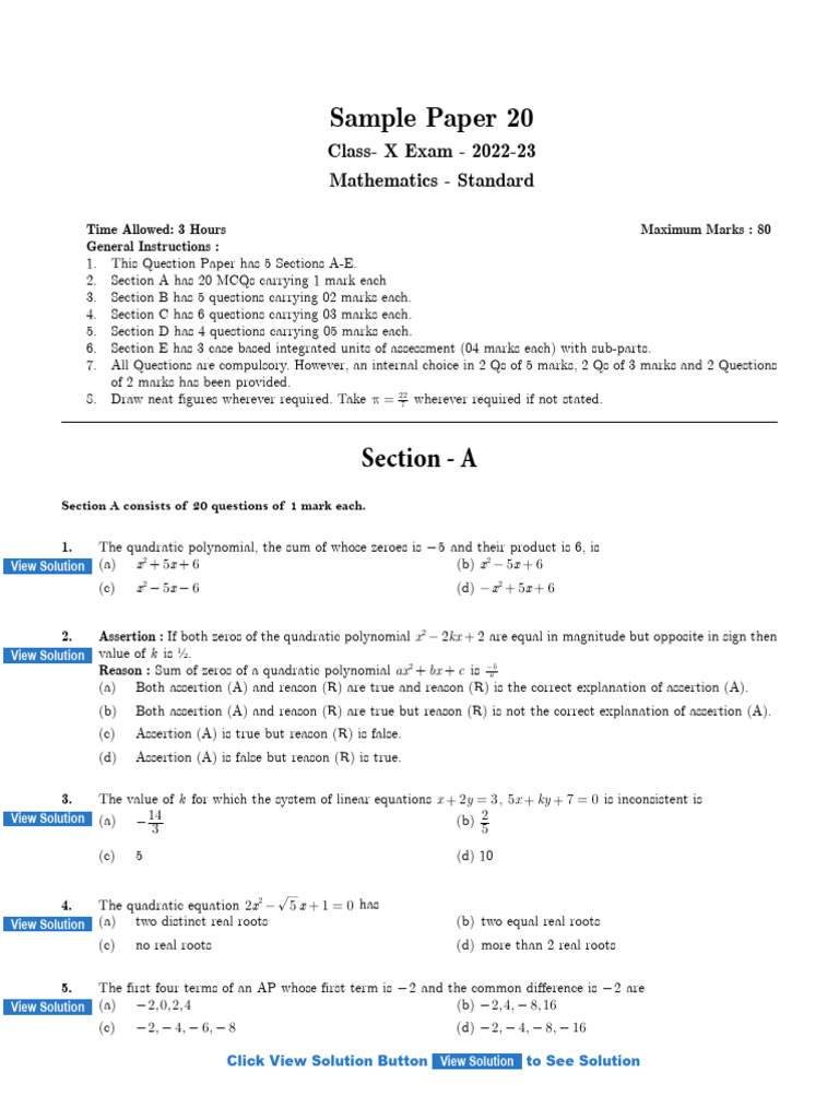 Math Set 20 MS | PDF