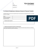 Toi Ohomai Postgraduate - Admission Research Proposal Template