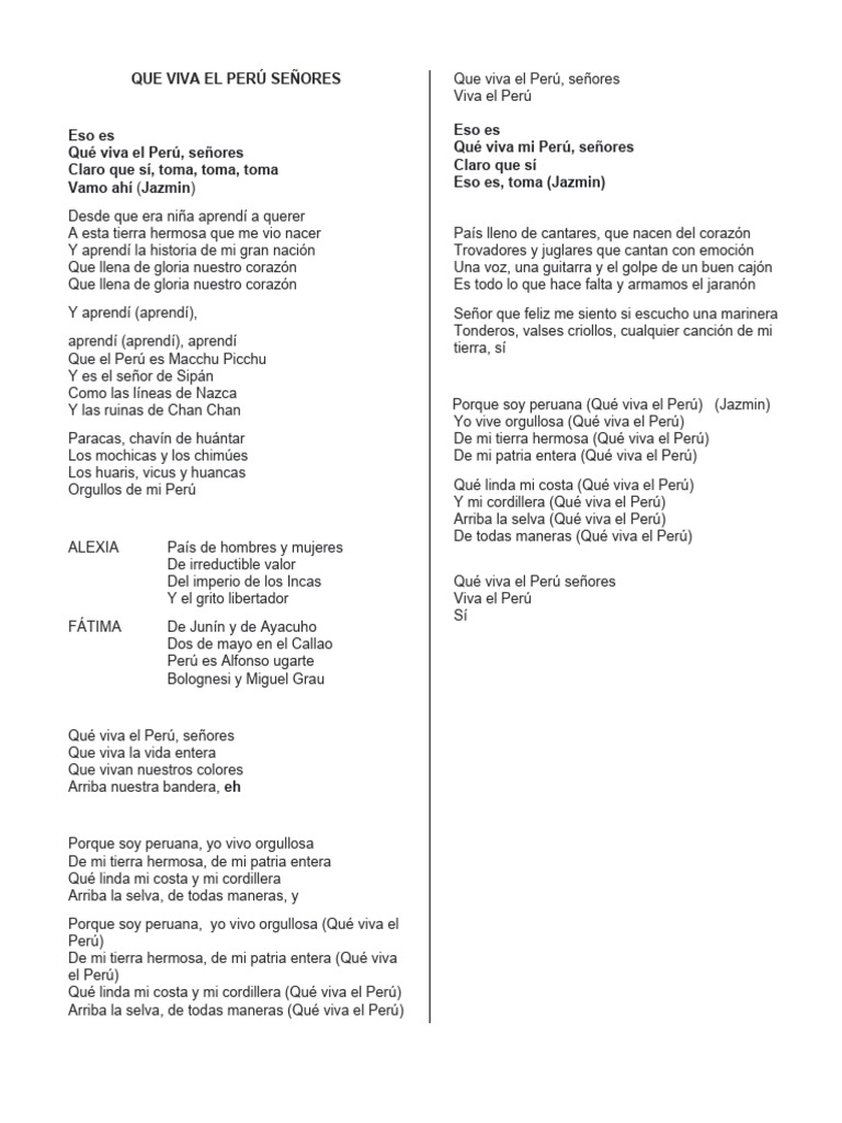 Que Viva El Perú Señores | PDF | Perú