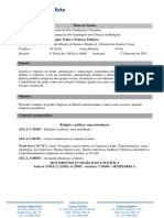 Plano de Ensino Religião Poder e Práticas Políticas