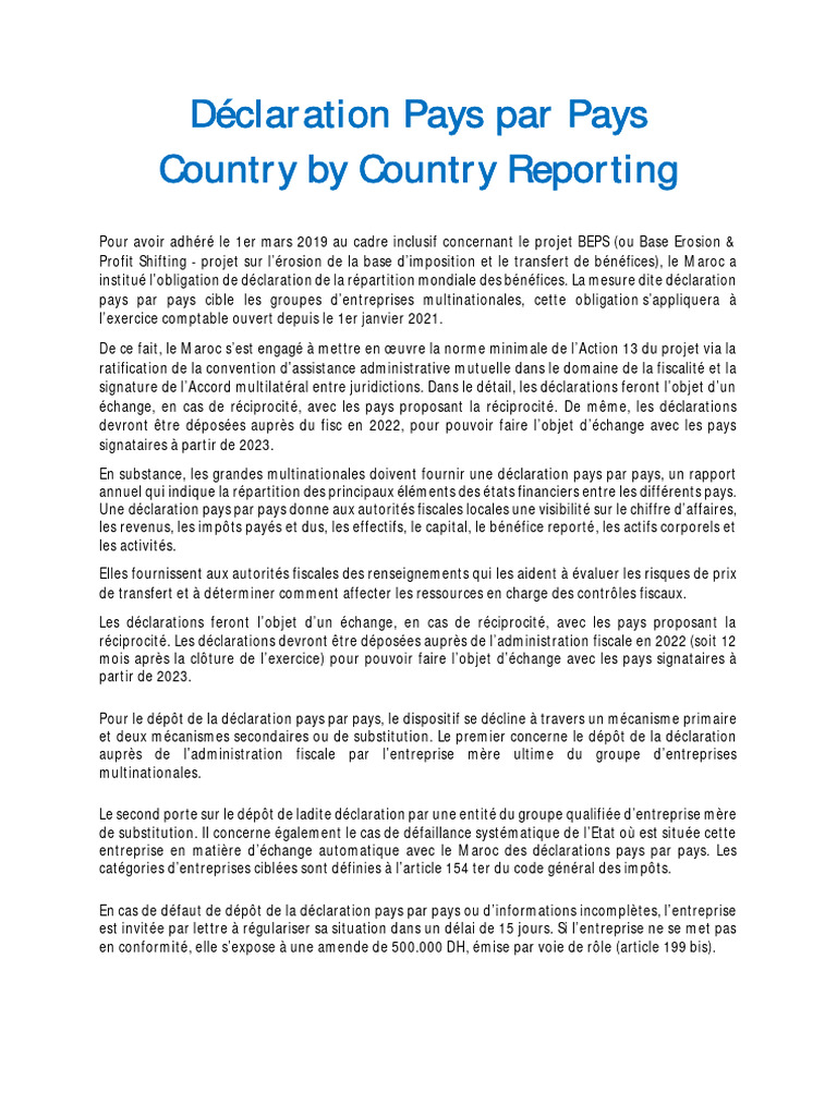 Country by Country Reporting | PDF