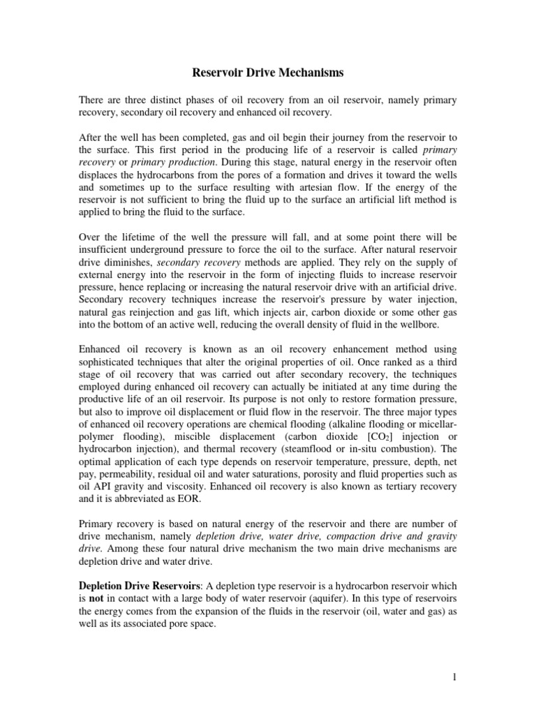 Depletion Drive Mechanisms in Reservoirs | PDF | Petroleum Reservoir ...