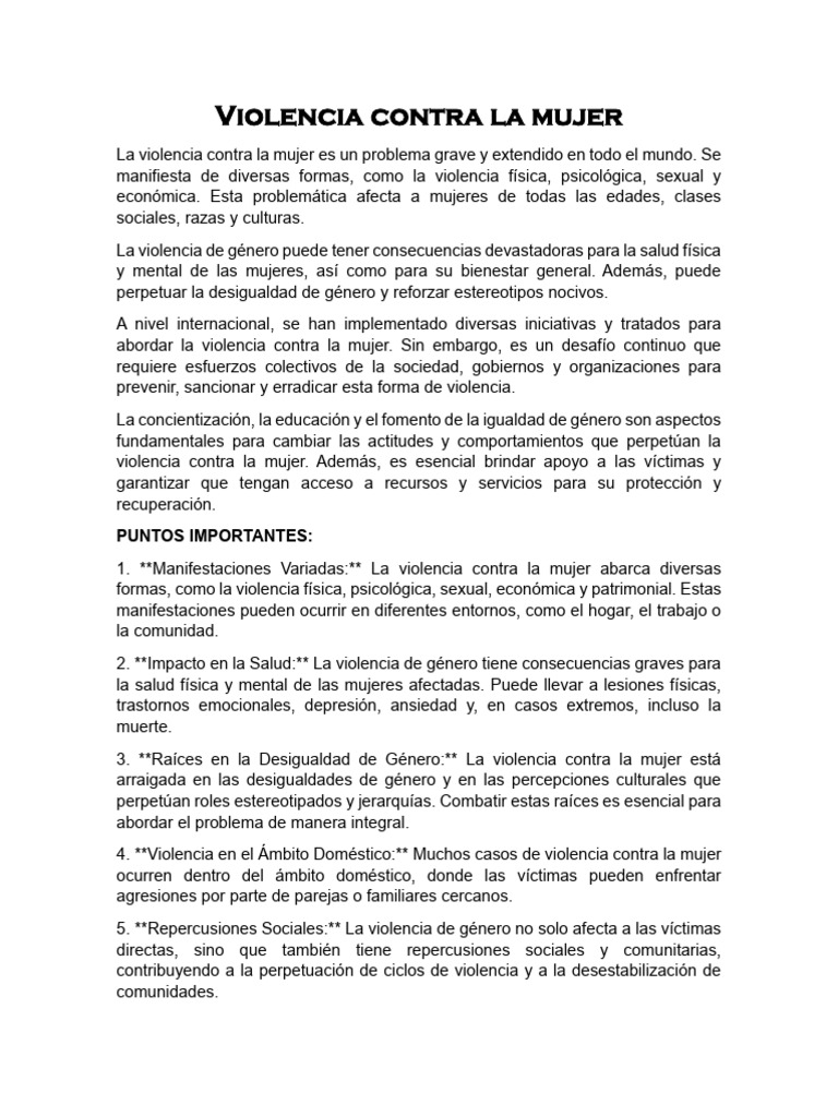 Violencia de Género: Impacto y Soluciones | PDF | Estilo de vida