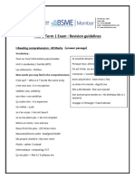 Year 9 Term 1 - REVISION SHEET 