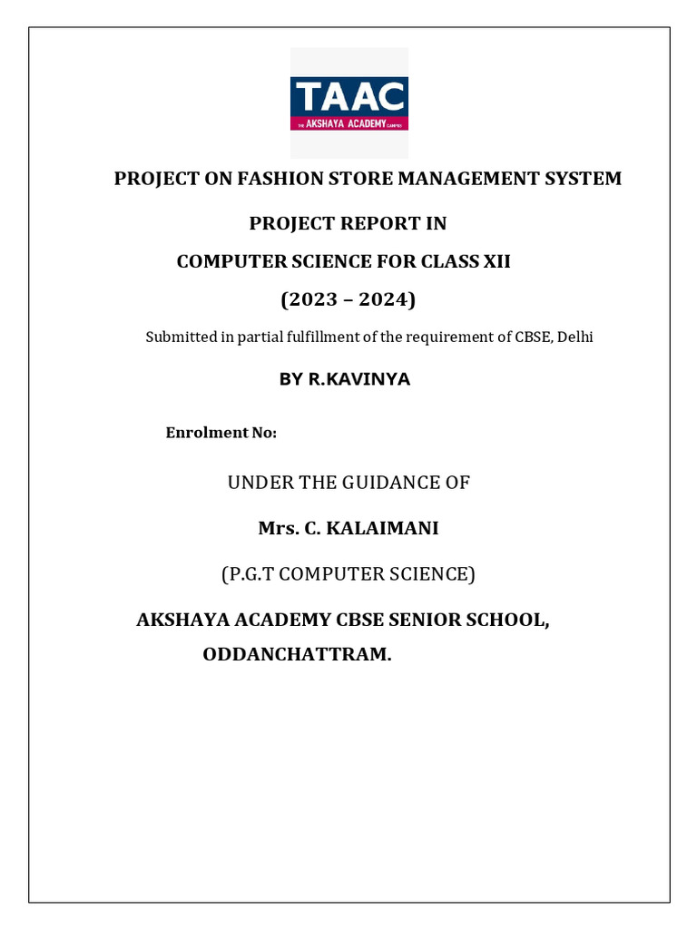 Kavinya - Cs Project | PDF | Information Science | Computer Science