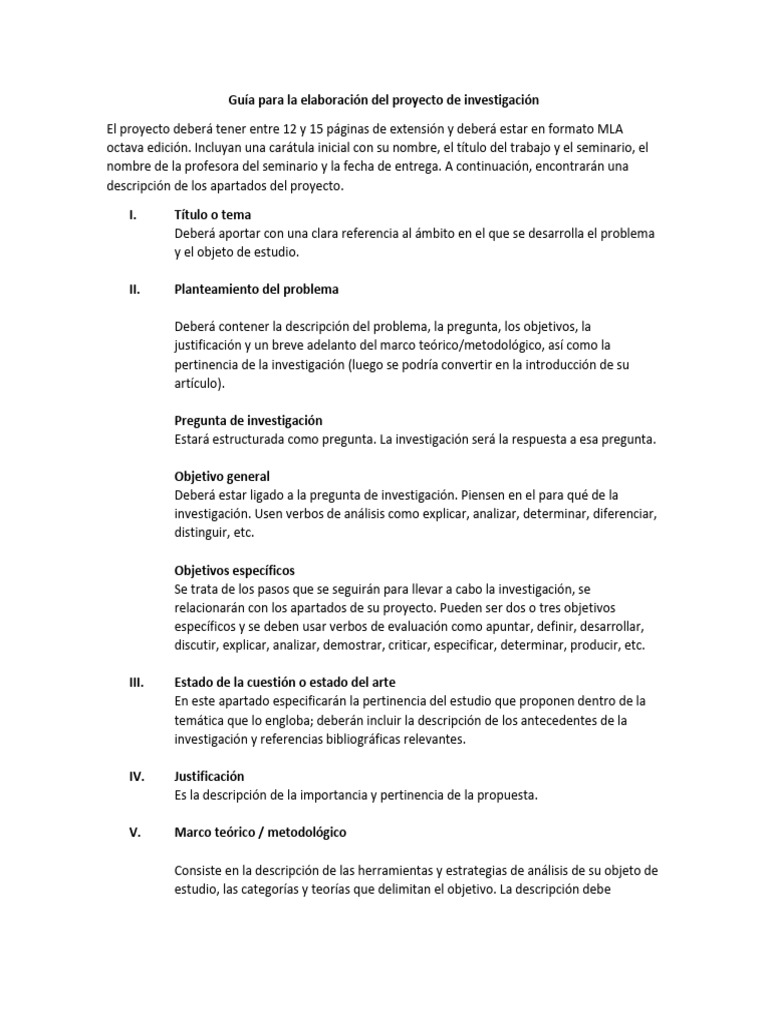 Guía para La Elaboración Del Proyecto de Investigación | PDF ...