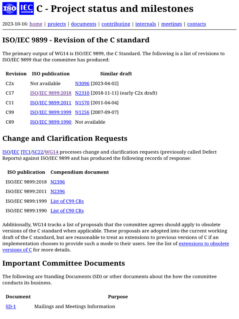 C Standard Project Status Updates | PDF | International Organization ...