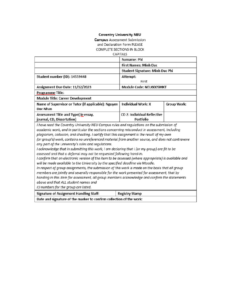 Cw1 First Sit Individual Reflective Portfolio Pdf