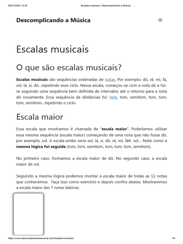 Entendendo Escalas Musicais | PDF | Escala (música) | Elementos da música