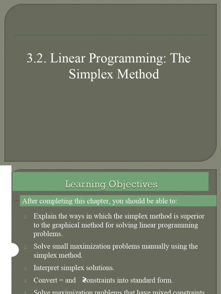 Simplex Method for Optimization | PDF | Mathematical Optimization ...
