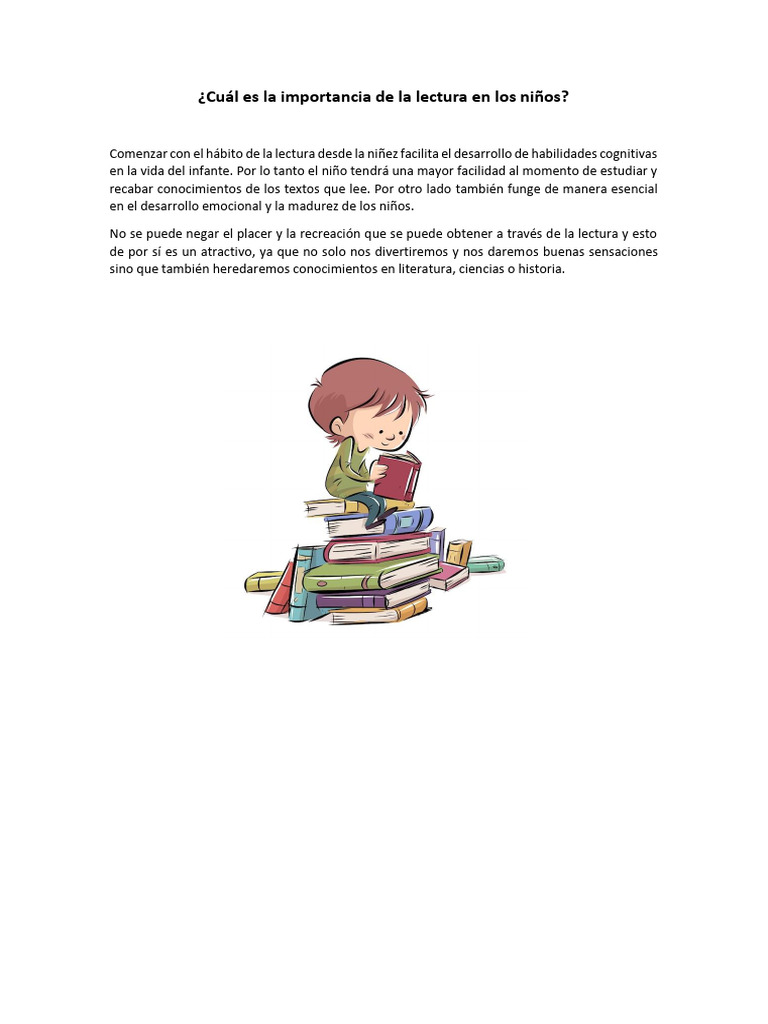 Cuál Es La Importancia de La Lectura en Los Niños | PDF