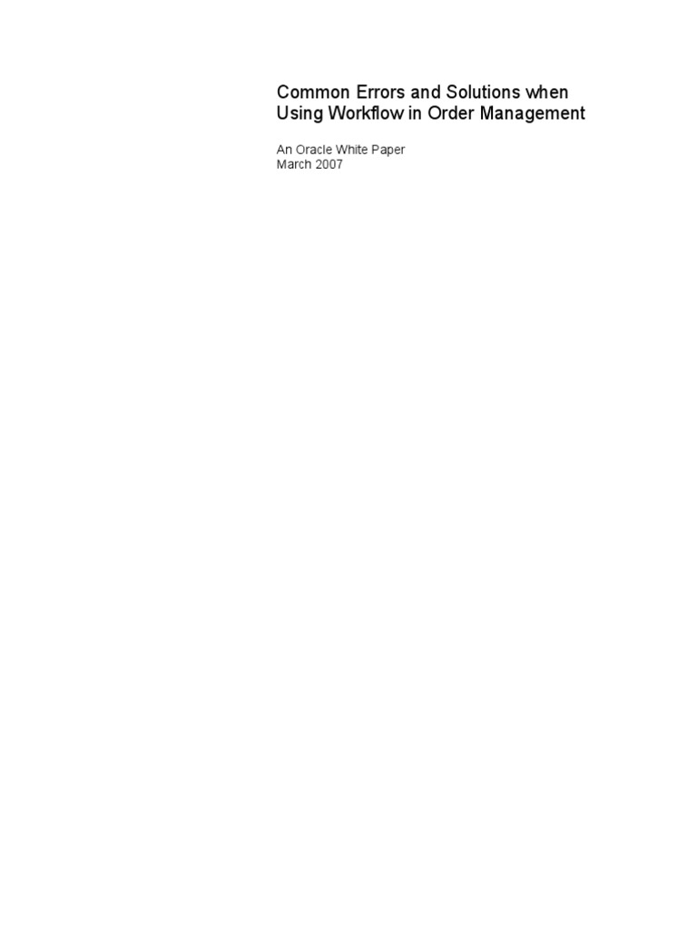 Workflow Errors in Oracle Order Management | PDF | Business Process ...