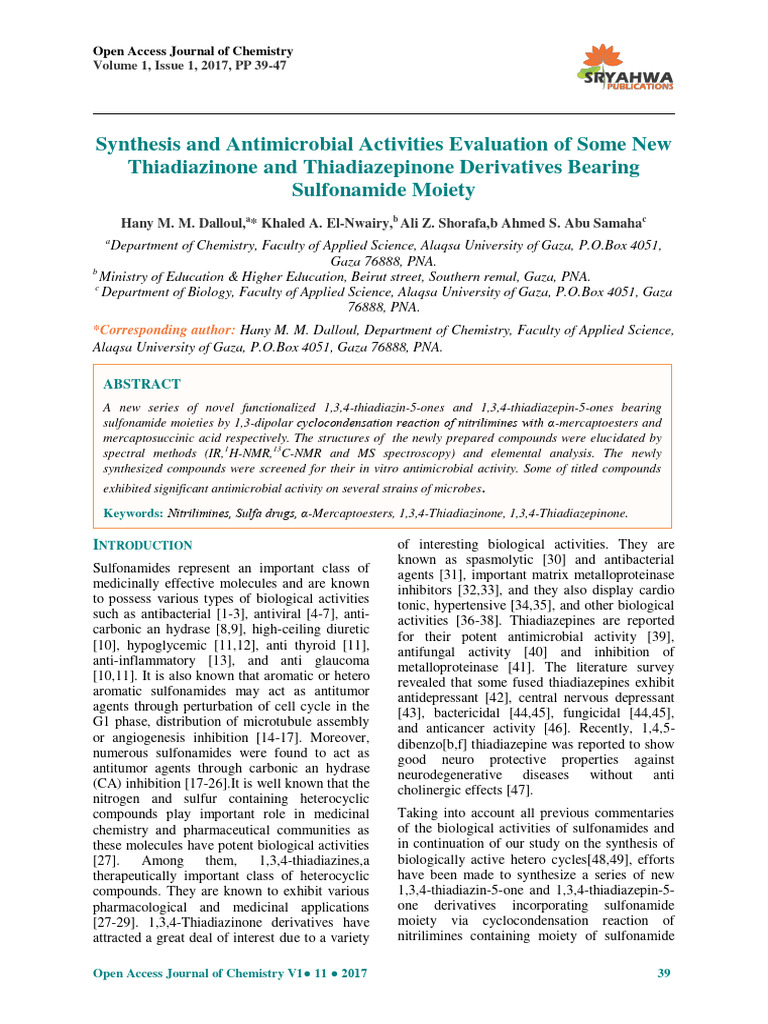 Synthesis and Antimicrobial Activities Evaluation of Some New ...