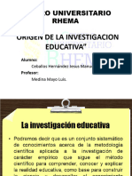 Origen de La Investigacion Educativa