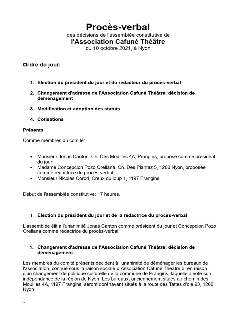 Procès Verbal - NYON | PDF