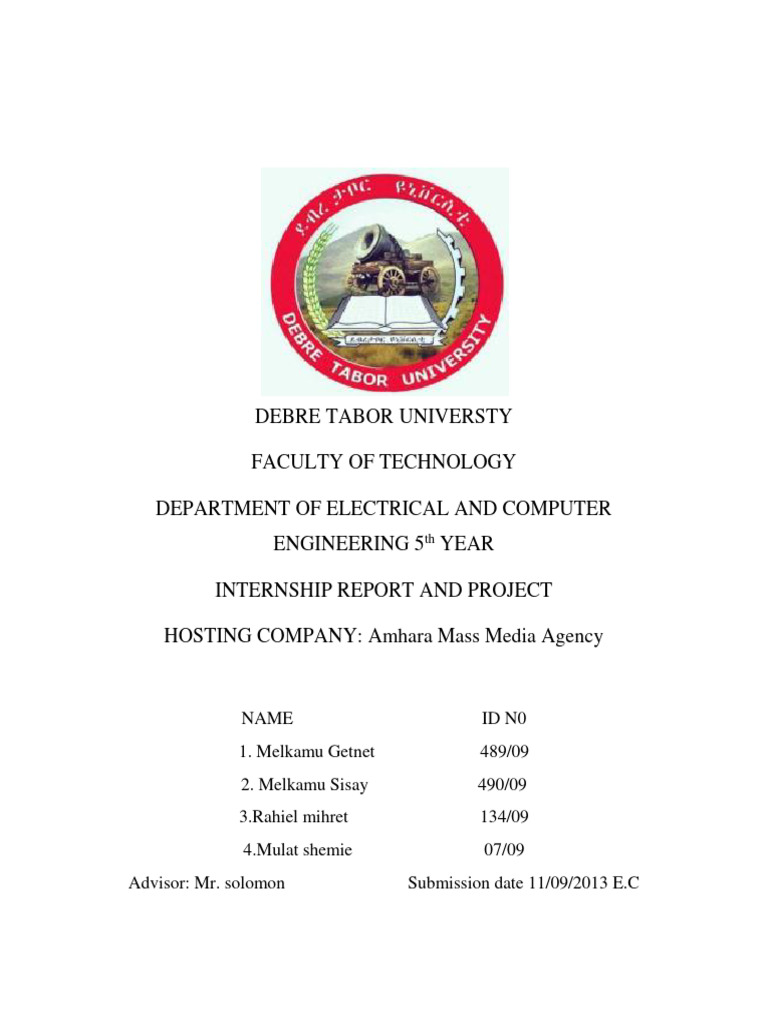 Internship Report: Amhara Mass Media Agency | PDF | Business ...