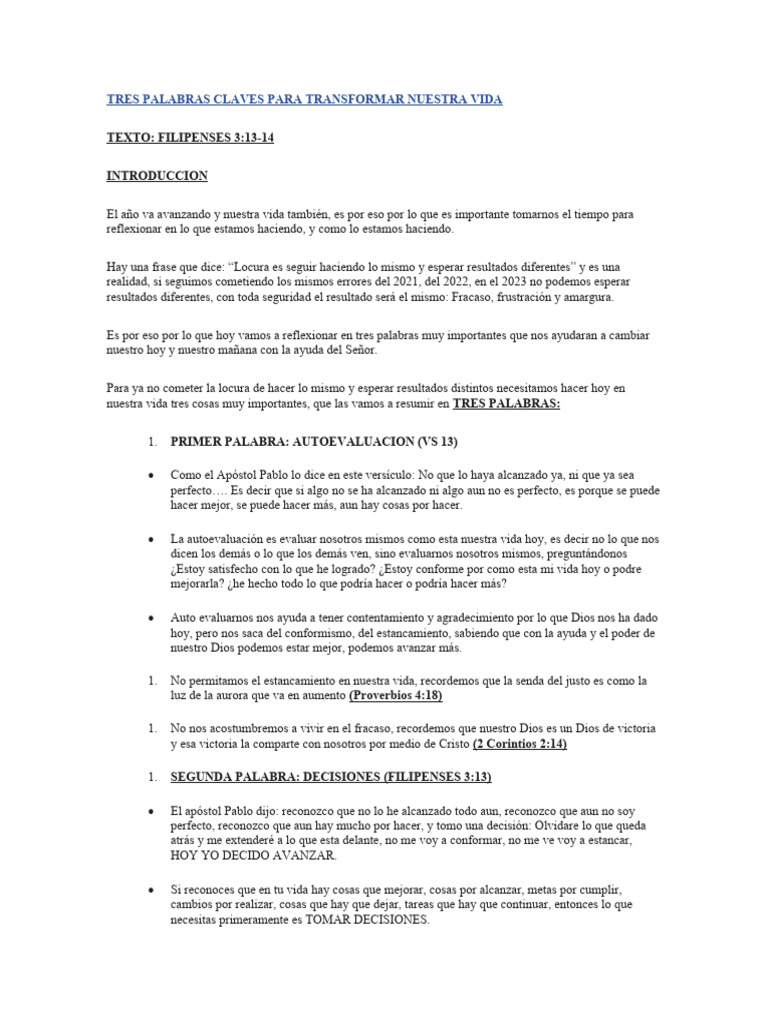 Tres Claves para Transformar tu Vida | PDF
